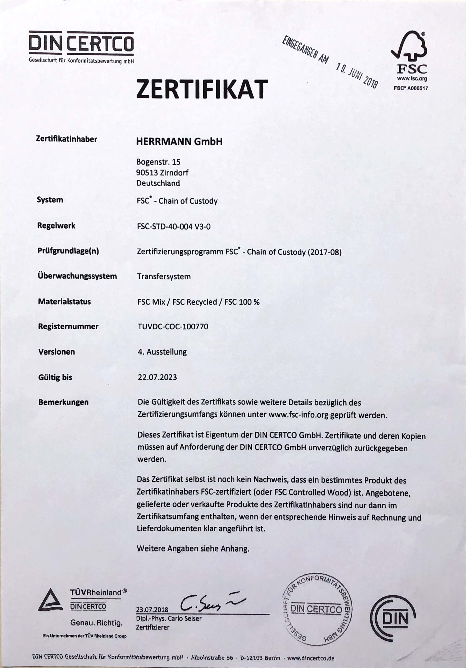 FSC-Zertifikat